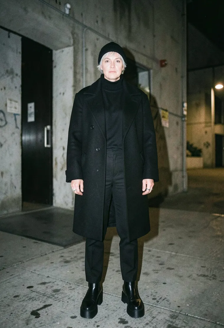 42-year-old queer non-binary techno veteran, Eastern European, calm and unbothered