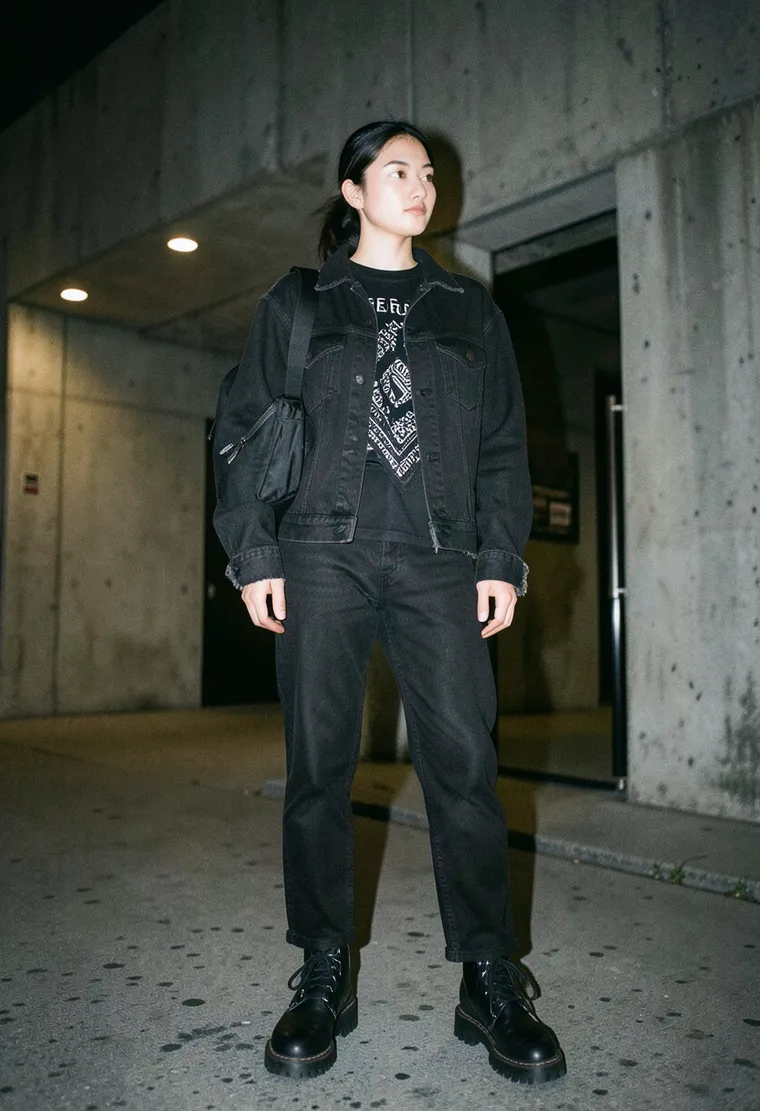 A 28-year-old non-binary Asian-German industrial techno enthusiast with a calm and collected demeanor