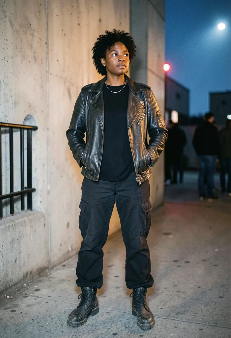 Mara, 31, Black German, queer soft-butch techno regular who's been going to Berghain since 2016 — calm, lived-in, doesn't perform anything for anyone.
