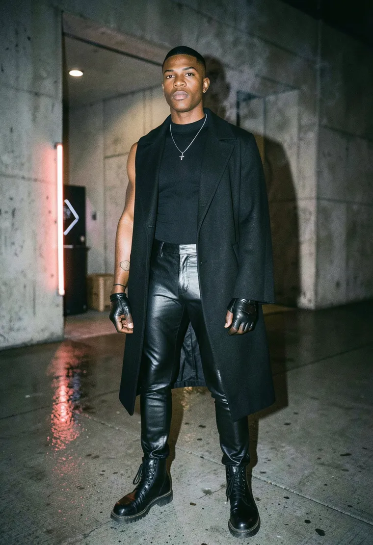 34-year-old non-binary Black Berliner with a razor-sharp undercut, a quiet air of industrial-techno authority, and the kind of resting face that says they’ve seen too much to care about your bullshit