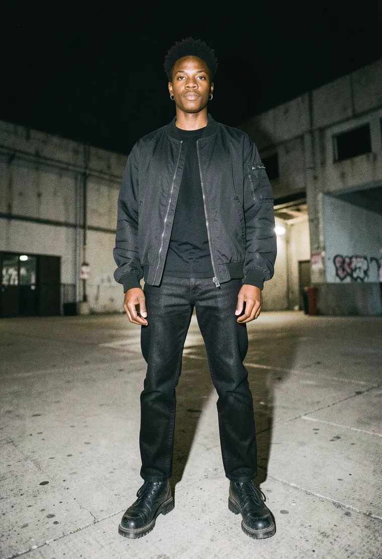 34-year-old queer Black Berlin DJ, shaved sides, buzzed top, calm introvert energy that still commands space