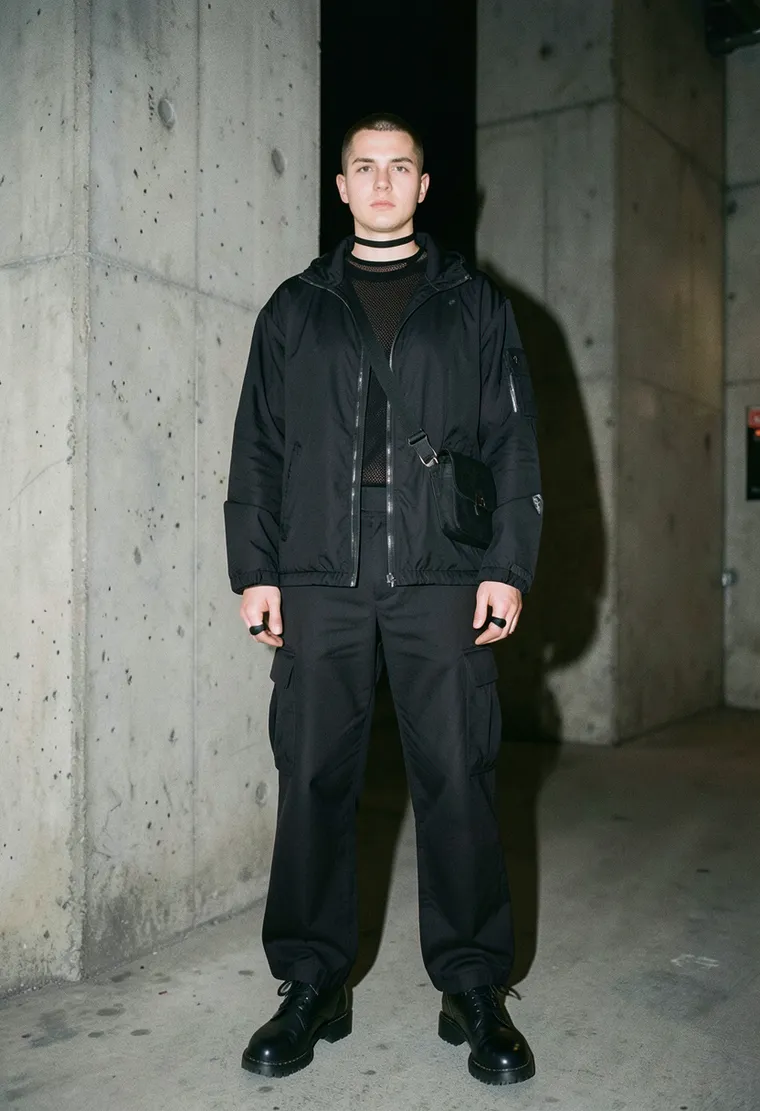 33-year-old non-binary Berlin native, Eastern European descent, effortlessly cool and low-key industrial techno devotee