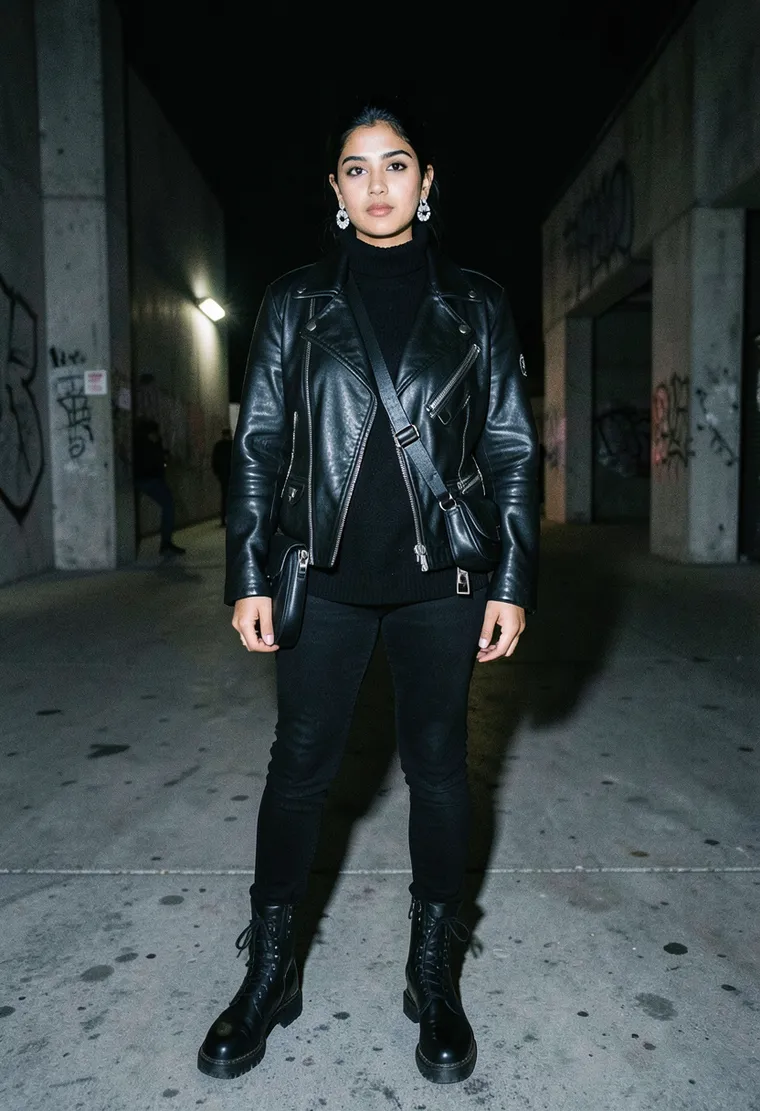 28-year-old queer person of South Asian descent, exuding a mysterious, avant-garde energy