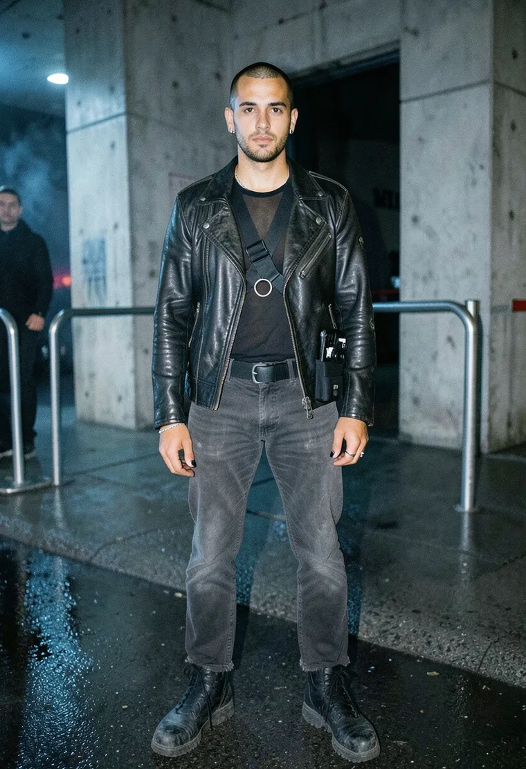 31-year-old Turkish-German man with a buzzcut and calm, unbothered techno-head energy.