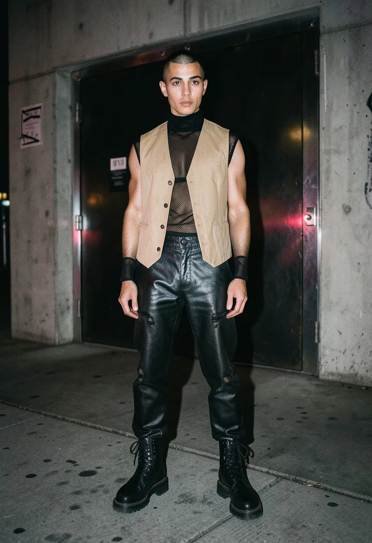 A 32-year-old non-binary Middle Eastern industrial designer with a calm, dark energy