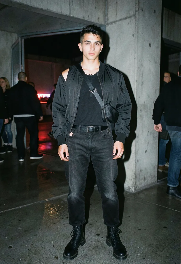 32-year-old androgynous Turkish-German non-binary person with a calm, slightly aloof techno energy