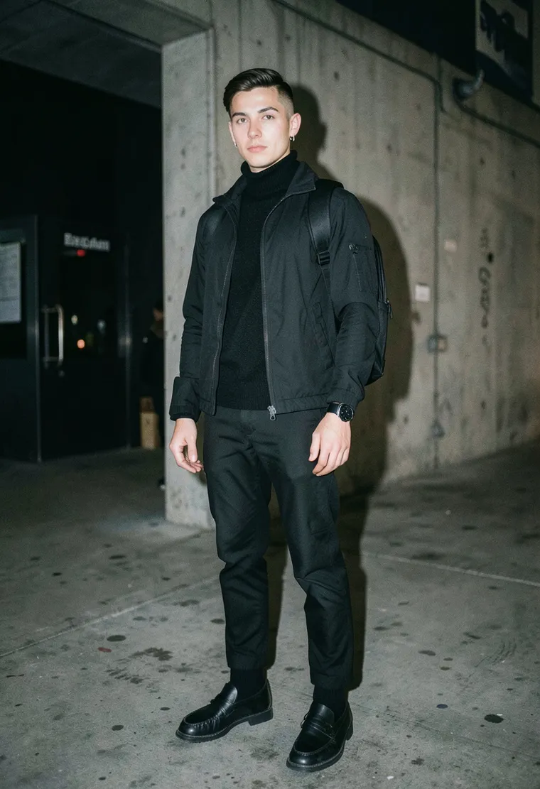 Alex, 32, Romanian-German non-binary person, 8 years in Berlin, works lighting for techno events, moves with calm precision