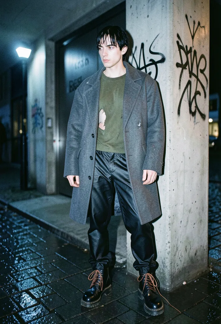 32-year-old non-binary Polish techno head with dead-eyed Berlin fatigue, smelling faintly of stale sweat and last night's strobe-lit industrial warehouse, zero small talk energy