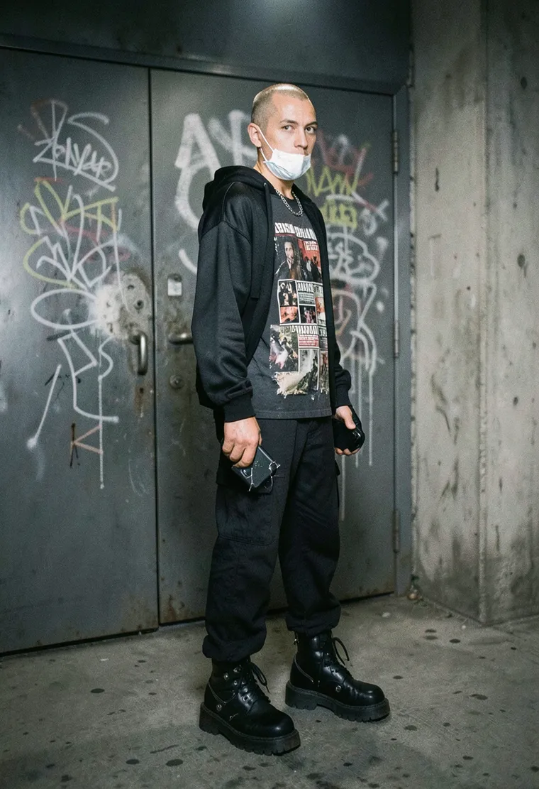 28-year-old gender-neutral Turkish-German underground DJ with a shaved undercut, known in the S/M techno scene for icy stares and a collection of broken vinyl.