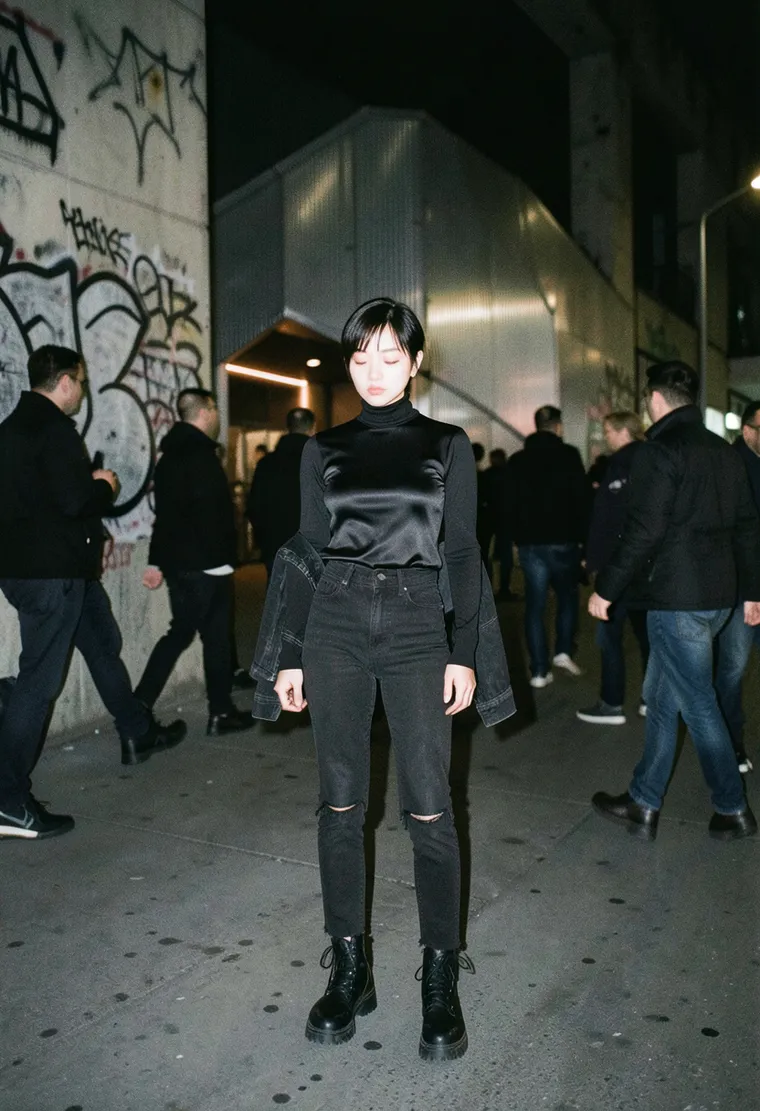 23-year-old androgynous Asian woman with pixie-cut hair