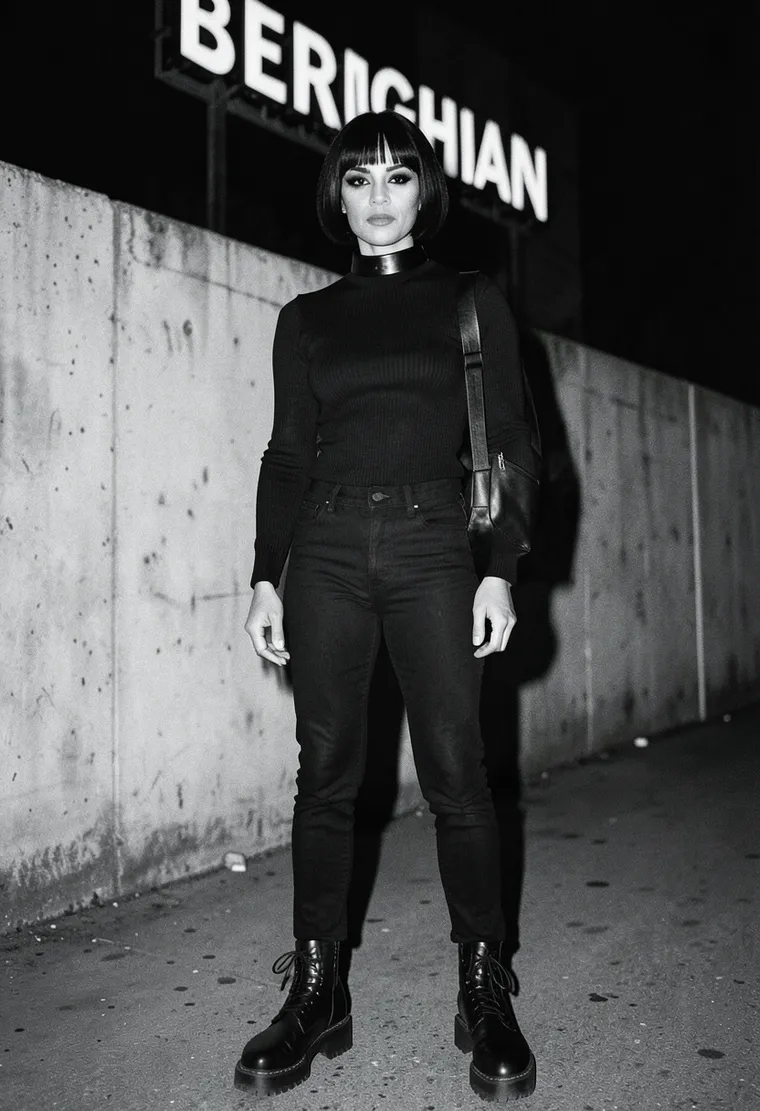 A 35-year-old mixed-race queer techno head, experienced but not too flashy, sleek androgynous.