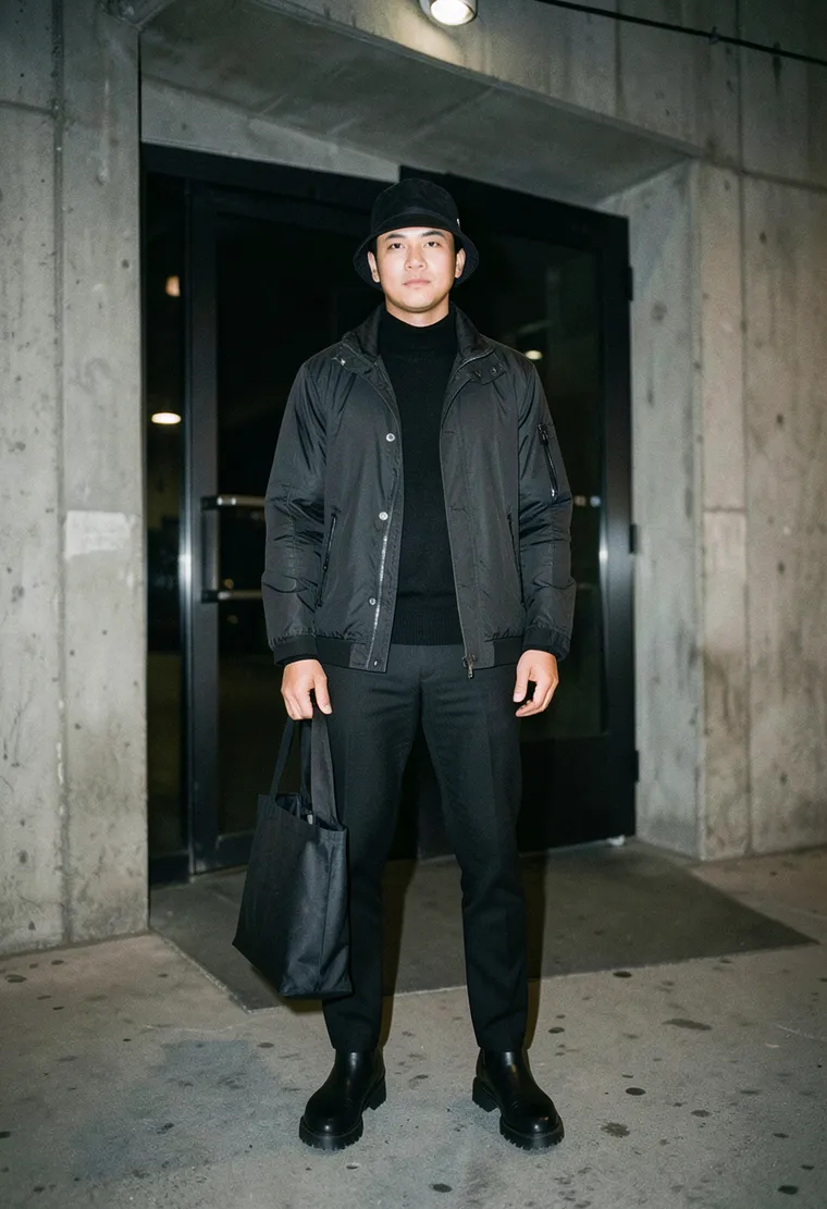 A 35-year-old queer Filipino man with a deep, introspective energy, embodying the seasoned techno devotee from Berlin's underground.